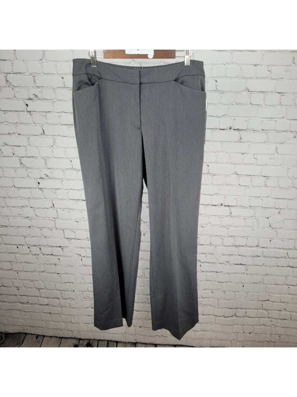 NWT Anne Klein Grey High Rise Stretch Dress Pants Size 14 (34x32)